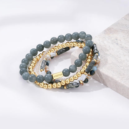Natural Stone Stackable Beaded Bracelet