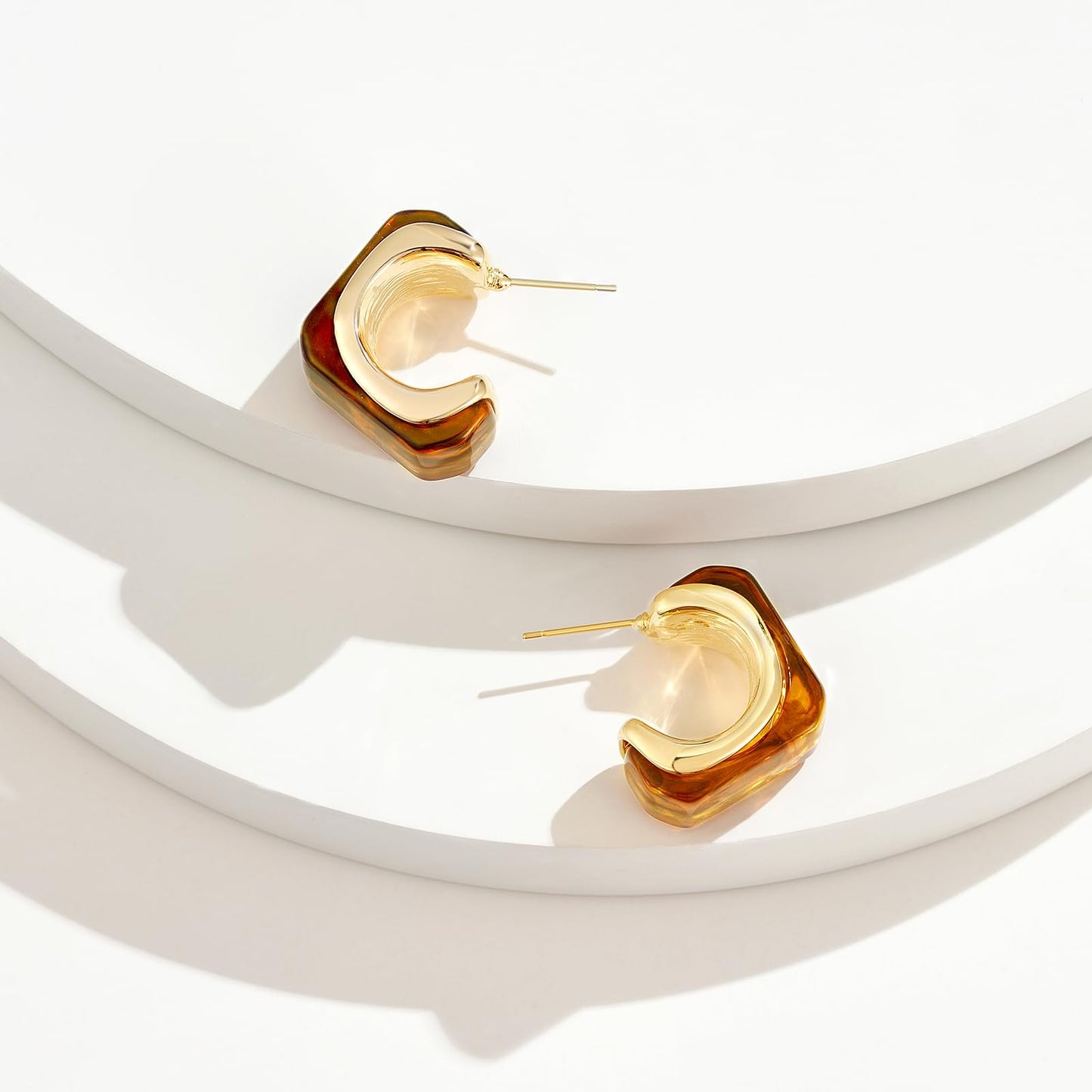 Acrylic Drop Earrings for Women, Chunky Resin Hoop