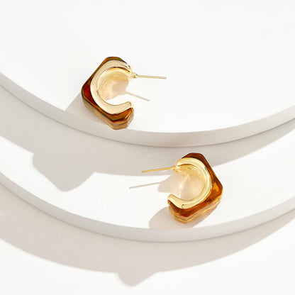 Acrylic Drop Earrings for Women, Chunky Resin Hoop