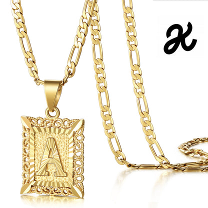 14k Gold Plated Initial Letter Pendant Necklace for Men Women