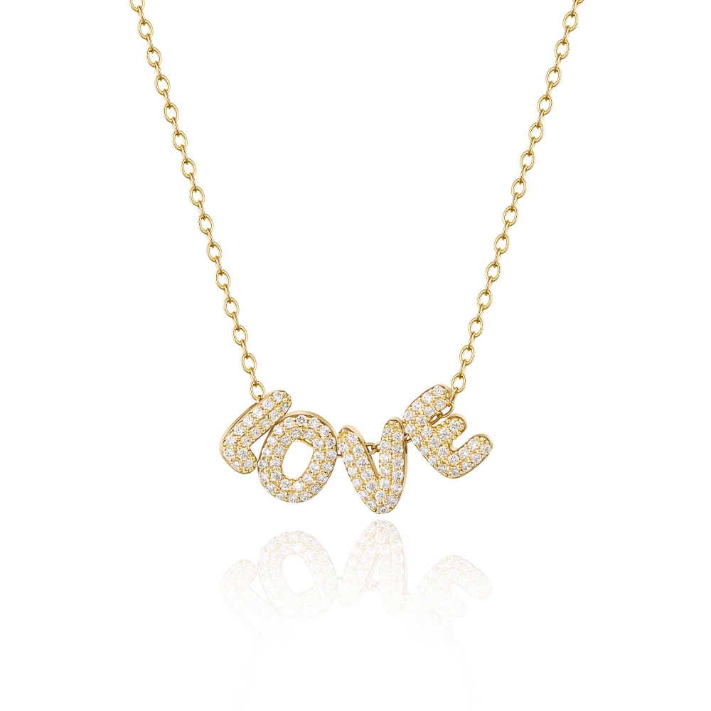 Sterling Silver Bubble Letters Necklace