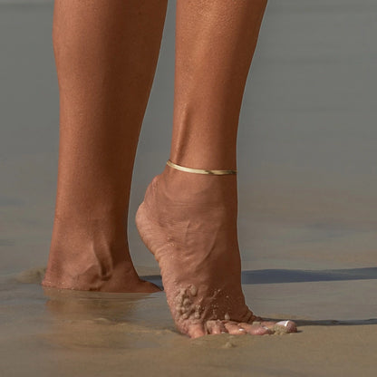 Snake Chain Design on 14k Gold Adjustable Ankle Bracelet