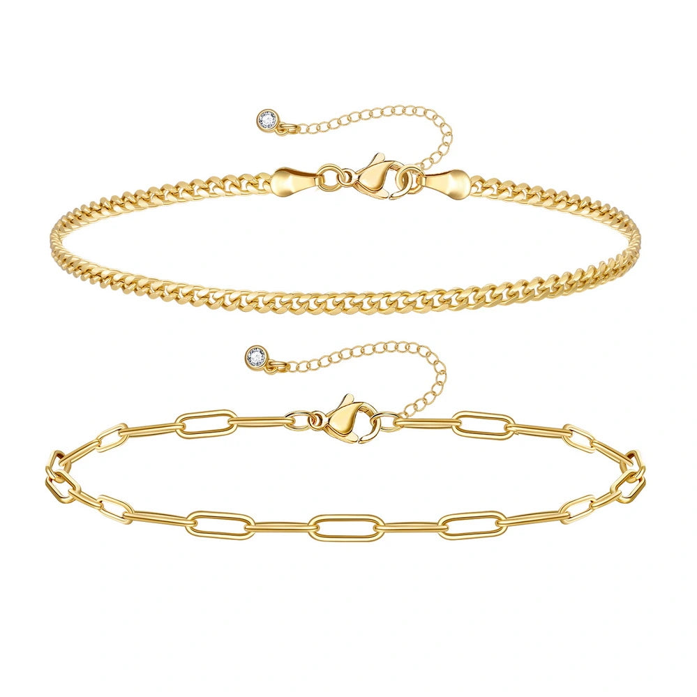 Adjustable Paperclip Beaded Summer Beach Anklets