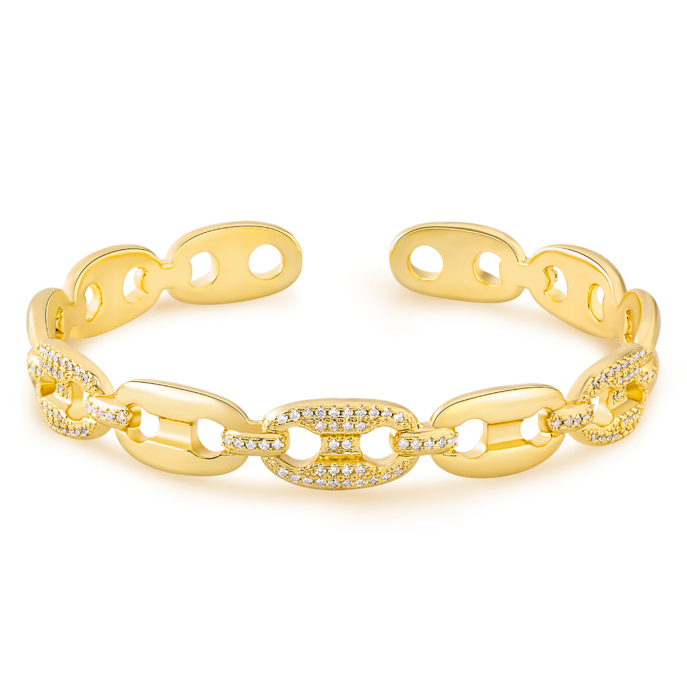 14K Gold Plated Adjustable Open Cuff Bangle Bracelets