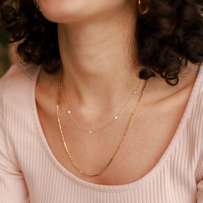 Close-up of the Rhinestone Spacer Pearl Choker Necklace