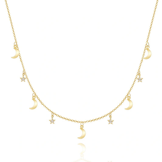 Elegant Star Moon Choker on a white background