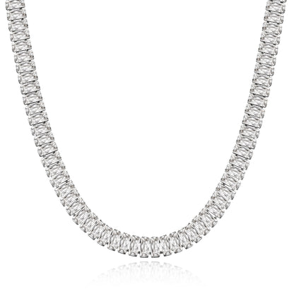 14K Gold Tennis Necklace CZ Baguette Tennis Chain