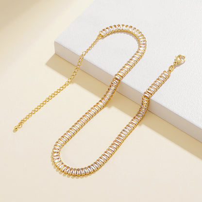 Detailed view of 14K Gold Tennis Necklace with White Cubic Zirconia