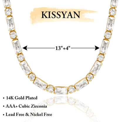 Detailed view of 14K Gold Tennis Necklace with Oval CZ