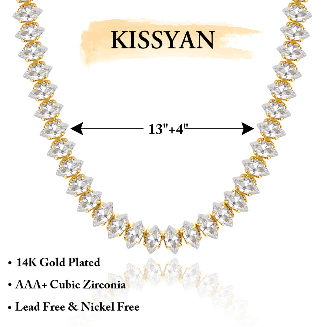 Detailed view of 14K Gold Tennis Necklace with Oval CZ