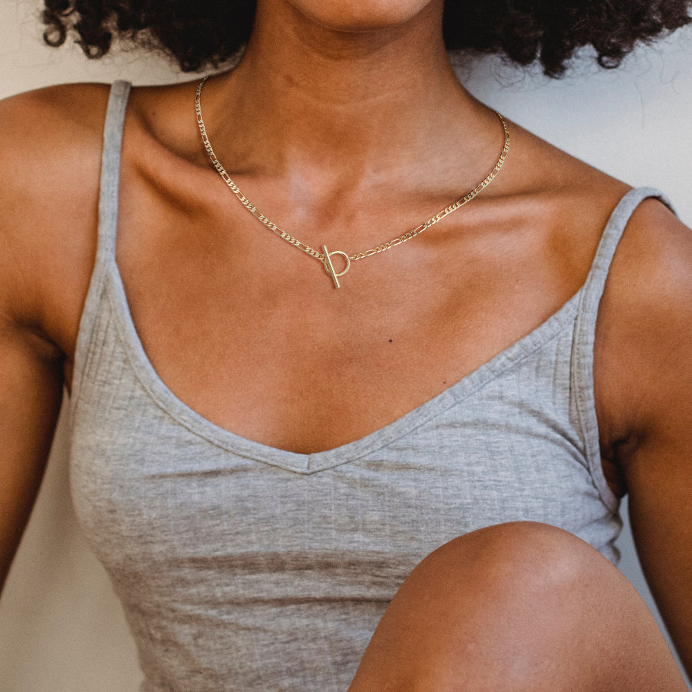 14K Gold Layered Necklaces - Cuban, Rope, Paperclip on display