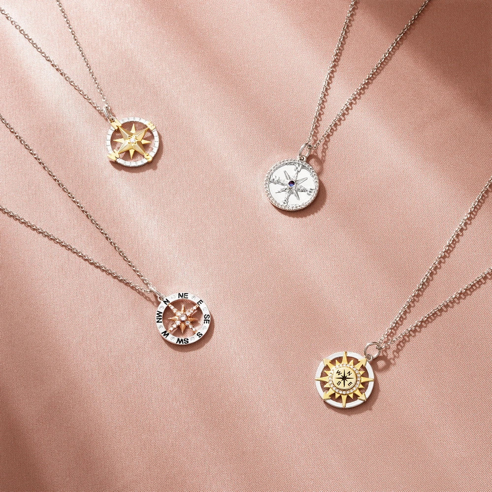 Graduation Season Silver Compass Necklace